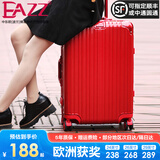 EAZZ【一体铝框｜退换免费】行李箱铝镁合金拉杆箱旅行箱登机密码皮箱 高端 铝框-大红色 20英寸 登机箱 签约商务手提箱