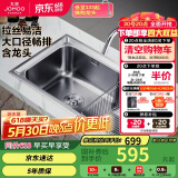 九牧（JOMOO）不锈钢水槽不沾油大容量洗菜盆洗碗池大单槽龙头套餐75*45  02228