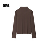 森马（Semir）长袖T恤女半高领吸湿发热抗菌2024冬紧身抓绒打底衫109724101001