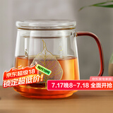 雅集耐热玻璃茶杯茶水分离泡茶杯办公室茶道喝茶杯子一叶菩提杯500ml