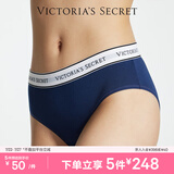 维多利亚的秘密 夏季棉质舒适内裤logo腰带中腰女三角裤简约红色 98L4海军蓝-6819 1条 L