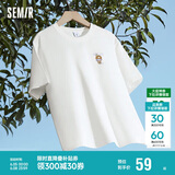 森马（Semir）【多彩凉感T】短袖t恤女夏中长款宽松舒适刺绣上衣109324100007