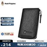 暇步士（Hush Puppies）钥匙包男士多功能高端车钥匙包植鞣牛皮钥匙扣卡包零钱真皮收纳包 黑色·植鞣皮