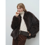 MSBEAST野兽小姐 芬兰进口整皮狐狸坎毛三角领皮草外套女冬季丨侘寂北岛 深碳灰 M