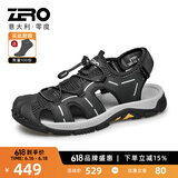 零度Zero凉鞋男2025夏季户外休闲沙滩鞋舒适魔术贴可调节男士包头拖鞋 283-黑色 【松紧带】 42