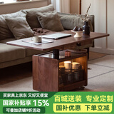 赫兰菲（Helanfei）黑胡桃木升降茶几可移动可折叠餐桌两用小户型多功能实木沙发边几 黑胡桃木折叠款-带抽屉