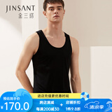 金三塔背心男100%桑蚕丝男士圆领背心1YZM4A501 黑色 XL