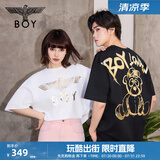 BOY LONDON【范丞丞同款】夏季短袖情侣小熊涂鸦满印潮牌T恤N01019 黑色 XL 此款偏大，建议拍小一码