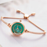 时光一百（TIME100）手链表时来运转小绿表轻奢瑞士品质女表伸缩链石英手表新年礼物