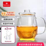 heisou 玻璃耐热带过滤茶水分离双层三件式围炉煮茶泡茶壶650mlKC156