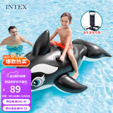 INTEX 大黑鲸坐骑 儿童成人水上游泳圈充气浮排床板戏水冲浪承重40kg