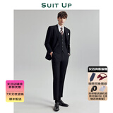 休塔（SUITUP ）【高品质】西服男套装双排扣高级感绅士西装男结婚礼服正装三件套 双排佩纳墨黑【上衣+马甲+裤子】 2XL 【52A】 下单可备注裤子码数