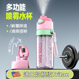 cica喷雾水杯儿童6-12岁初中学生上学专用运动水杯夏季喷水吸管壶子