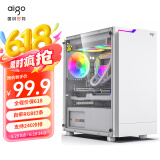 爱国者（aigo）JV13白色 电脑台式主机箱 桌面matx小机箱（透明侧板/ITX主板/240水冷/RGB灯条）