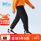 361°儿童春秋薄款长裤男童卫裤运动长裤女童秋冬保暖中大童休闲长 经典黑-男童1501【加绒】 160
