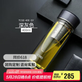 膳魔师（THERMOS）双层玻璃杯400毫升男女士茶水分离水杯泡茶杯带茶漏TCGE-400D GY