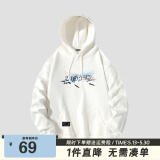 viishow 新款樱花富士山涂鸦印花连帽男式情侣休闲卫衣黑色百搭 白色 XL