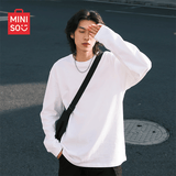 名创优品（MINISO）220G纯棉长袖t恤男春季纯色内搭衣服宽松休闲打底衫 白 XL