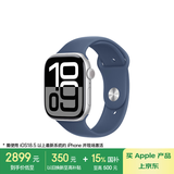 Apple/苹果 Watch Series 10 智能手表GPS+蜂窝款46毫米银色铝金属表壳丹宁色运动型表带S/M MWYF3CH/B