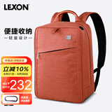 乐上（LEXON）双肩包14英寸简约背包商务出差通勤书包男电脑包抗菌内里橘色