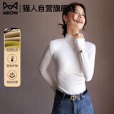 猫人半高领打底衫女2025新款加绒加厚秋冬德绒黑色内搭长袖羊毛针织衫