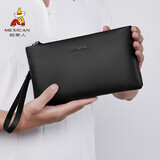 稻草人男士手包头层牛皮大容量手拿包多卡位拉链信封包手夹钱包新年礼物