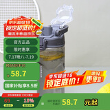 乐扣乐扣（LOCK&LOCK）人鱼线塑料运动水杯夏天便携水壶带刻度提手男女水杯子520ML灰色