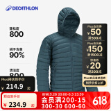 迪卡侬（DECATHLON）短款羽绒服轻薄薄外套户外运动保暖内胆排骨羽绒服TREK100 男款- 复古蓝-连帽 XL