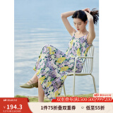 茵曼（INMAN）波西米亚吊带油画连衣裙女2025夏季新款度假裙子 香芋紫 L