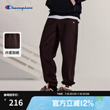 Champion冠军卫裤男秋季新款美式束脚长裤抽绳运动校园舒适加绒裤子女 咖啡色 XL