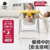 babycare宝宝多功能餐椅一键开合可折叠收纳婴儿吃饭椅子- 季风灰