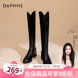 达芙妮（DAPHNE）靴子女长筒靴女2022秋冬新品经典骑士靴女加绒高筒靴女靴 黑色【加绒】 38