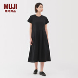 无印良品（MUJI）女式 凉感 短袖连衣裙 女装裙子25年夏季连身裙凉感物语 BC2LKA5S 黑色 L (165/88A)