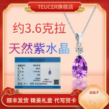 TEUCER天然紫水晶925项链女时尚水滴吊坠锁骨链首饰品生日礼物女友母亲 水滴紫水晶吊坠+精美礼盒