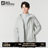 Jack Wolfskin狼爪冲锋衣男秋冬户外两件套防水大码抓绒三合一外套5012776 776-6709/冷灰色 XL 180/104A