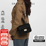 CHARLIE&KELLI CK品牌包包女包单肩包女上班通勤菱格链条小方包斜挎女生日礼物 黑色【代写贺卡 品牌礼袋】