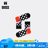 Happy Socks春夏款袜子女男袜薄荷曼波运动彩虹白色棉袜中筒袜 大笑黑 1双 M 36-40