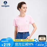 Navigare意大利小帆船女士简约基础款圆领短袖T恤2325504501 粉 M 