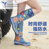 EVERCREATURES英国雨鞋女雨靴防水鞋女天然橡胶防滑雨鞋时尚印花雨靴高筒水鞋女 圣诞涂鸦10DAH 39