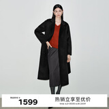 伊芙丽【高智大衣】伊芙丽设计感黑天鹅双面呢羊毛大衣2024冬装毛呢外套 黑色 160/84A/M 108-120斤