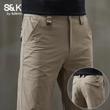 班尼路（Baleno） S&K系列三防男士合体直筒休闲裤春秋新款男装舒适商务弹力男裤子 卡其 30