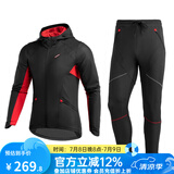 洛克兄弟 骑行服冬季套装男女款抓绒保暖长袖长裤户外骑行套装 珠穆朗玛黑色（春秋冬骑行套装） 4XL