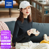 唐狮（TonLion）2021打底衫女内搭长袖T恤半高领短款上衣 无绒/黑色/二批 L 