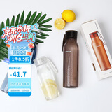 乐扣乐扣（LOCK&LOCK）夏季运动水杯简约塑料杯户外便携水壶男女学生杯子棕色550ML