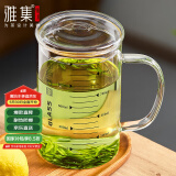 雅集耐热透明大容量男女办公家用玻璃杯豪饮杯牛奶杯1000ml带刻度款杯