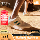 他她（TATA）男士阿甘男鞋复古德训鞋男运动休闲鞋厚底板鞋小白鞋PCB01AM3 米/绿 44