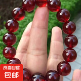高冰透仿酒红色石榴石莫桑比克手链大颗粒手串水晶女礼物饰品 12mm