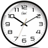 康巴丝（Compas）挂钟客厅2025款简约办公日历钟表石英钟表挂墙时钟 C3511黑白直径26cm