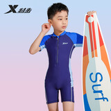 特步（XTEP）儿童泳衣男童连体小中大儿童速干防晒温泉游泳衣 藏青色 16#