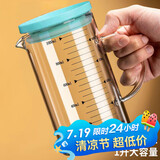 杰凯诺高硼硅带刻度量杯 食品级耐高温 防炸裂带刻度透明蓝盖 1000ml